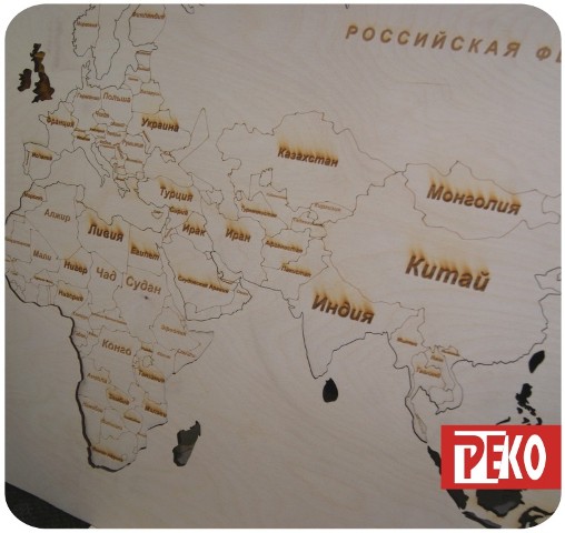 Карта мира со странами из дерева купить